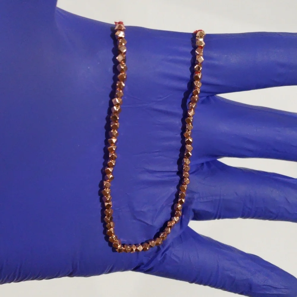 Rose Gold tone Beaded Necklace w/ Pink Cord American Eagle, Trendy Boho Jewelry